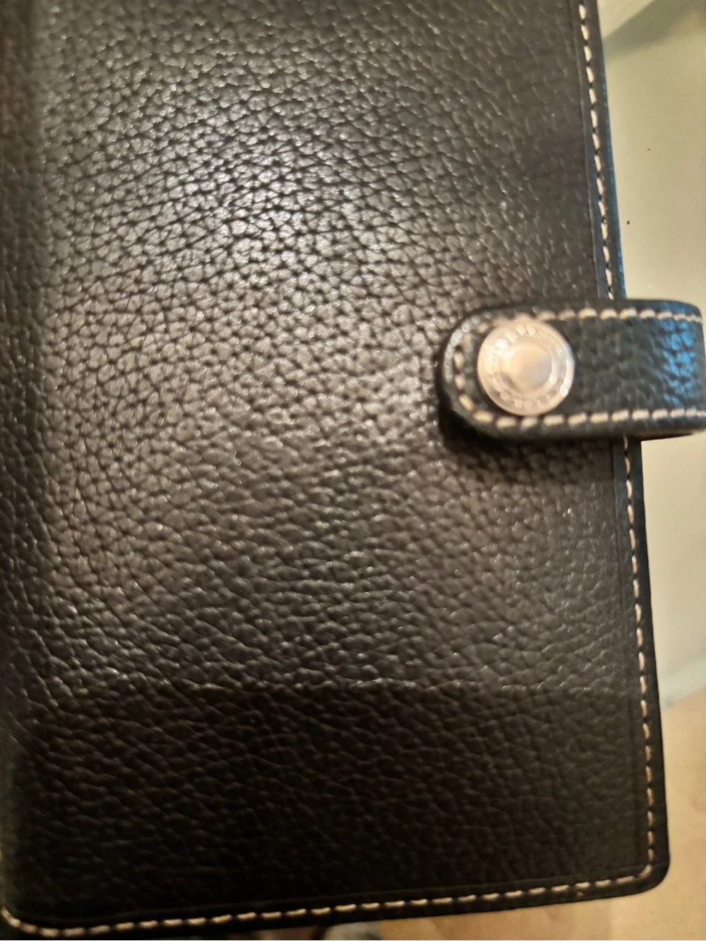 Coach Pebbled Black Leather Snap Organizer w/ pen